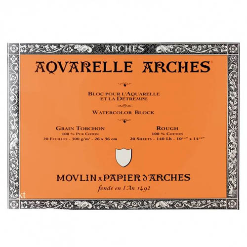 Arches Aquarelle Block 140lb/300gsm Rough: 10x25cm