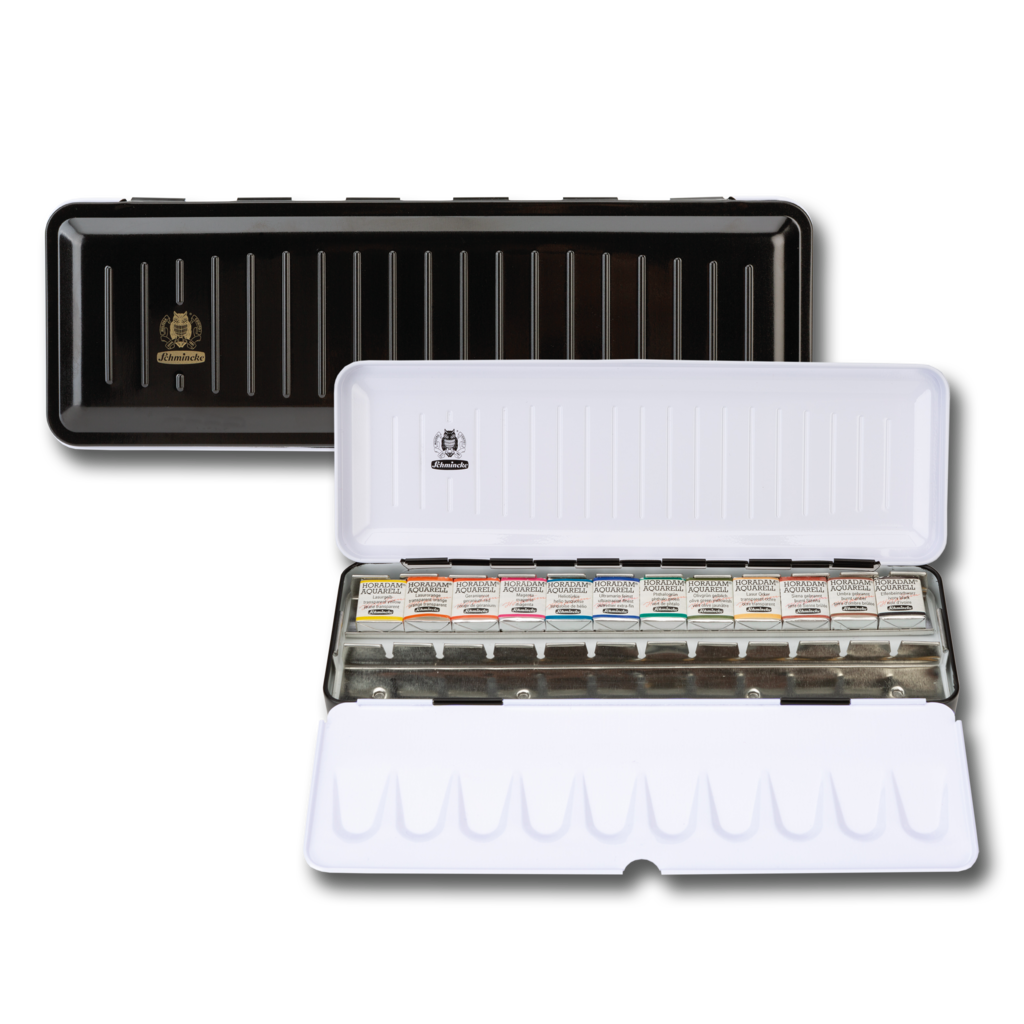Schmincke Horadam Watercolour Black Metal Box 12 Half Pans
