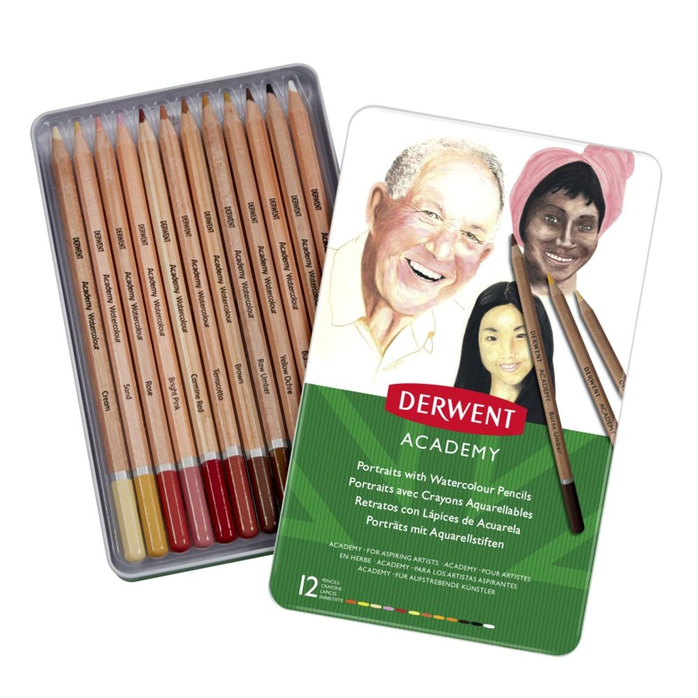 Derwent Academy Watercolour Skintones Tin Set of 12