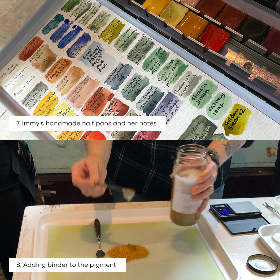 Immy's handmade half pans and her notes