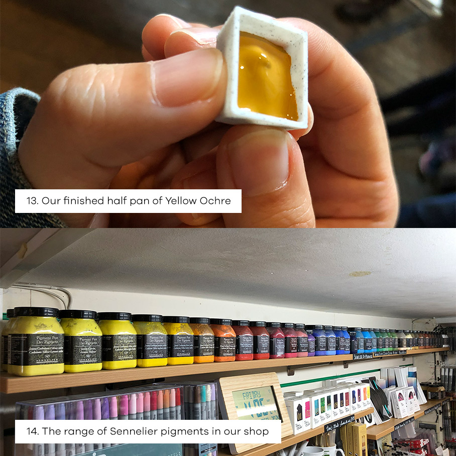 Our finished half pan of Yellow Ochre