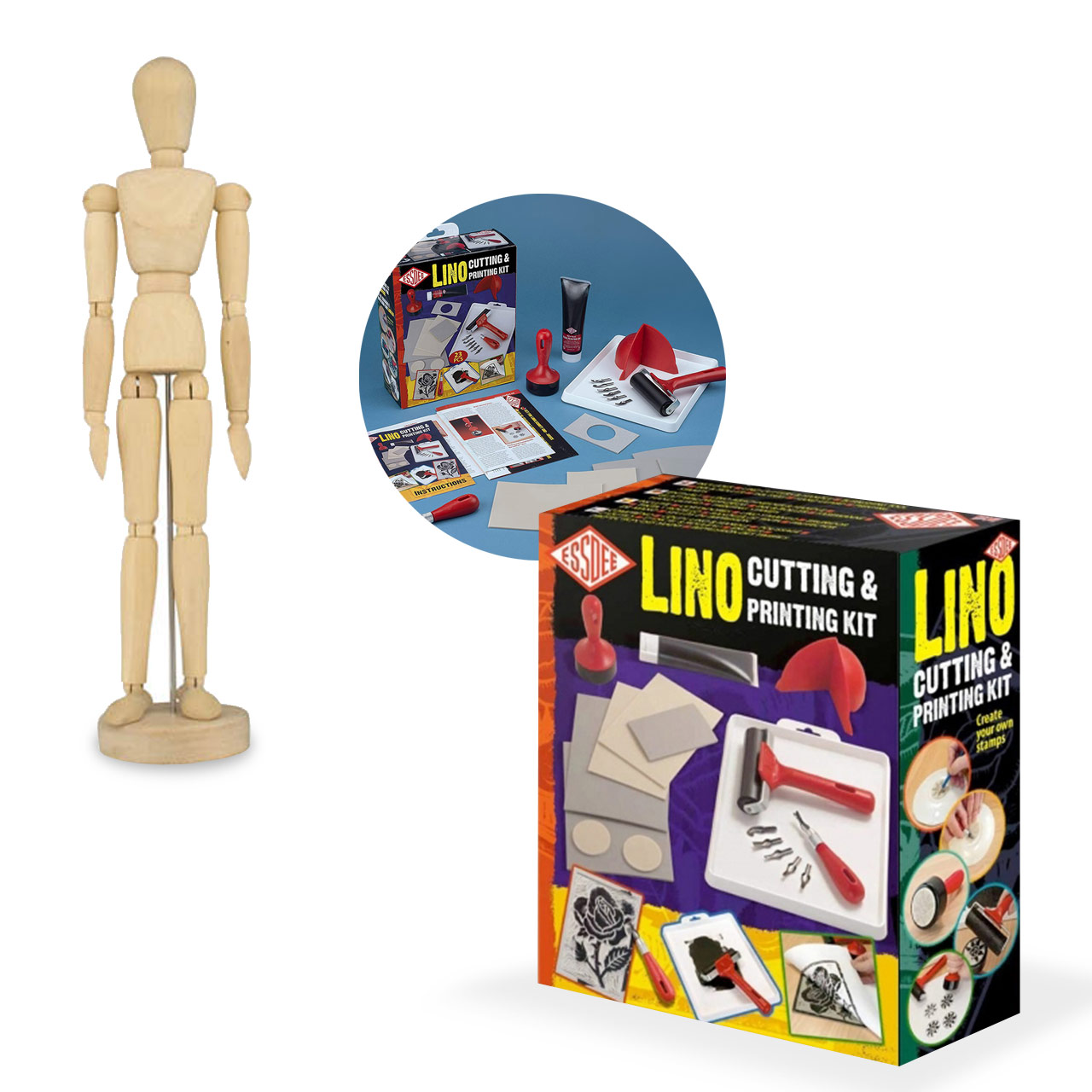 Essdee Lino Cutting Printing Kit - Wooden Manikin