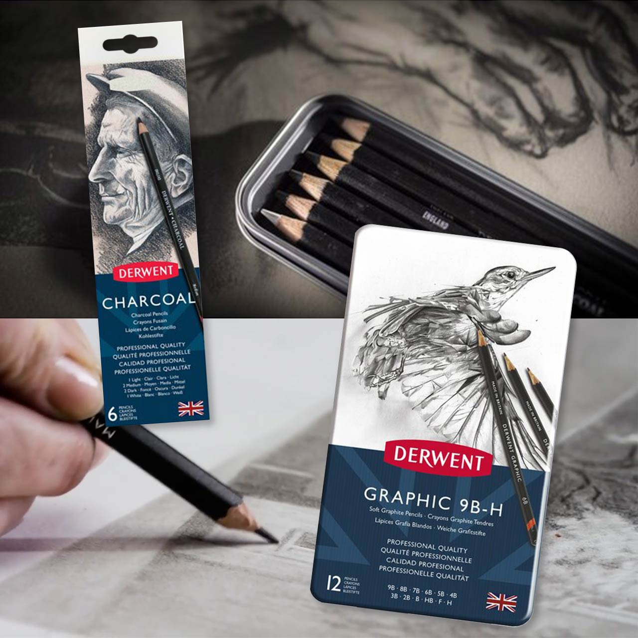 Derwent Charcoal Pencil Tins